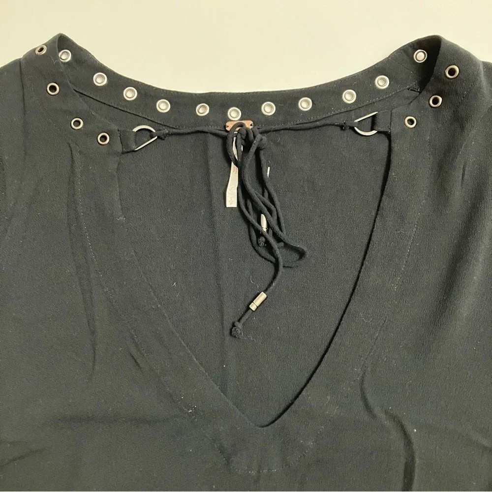 FREE PEOPLE bell sleeve rivet tie chest crop top